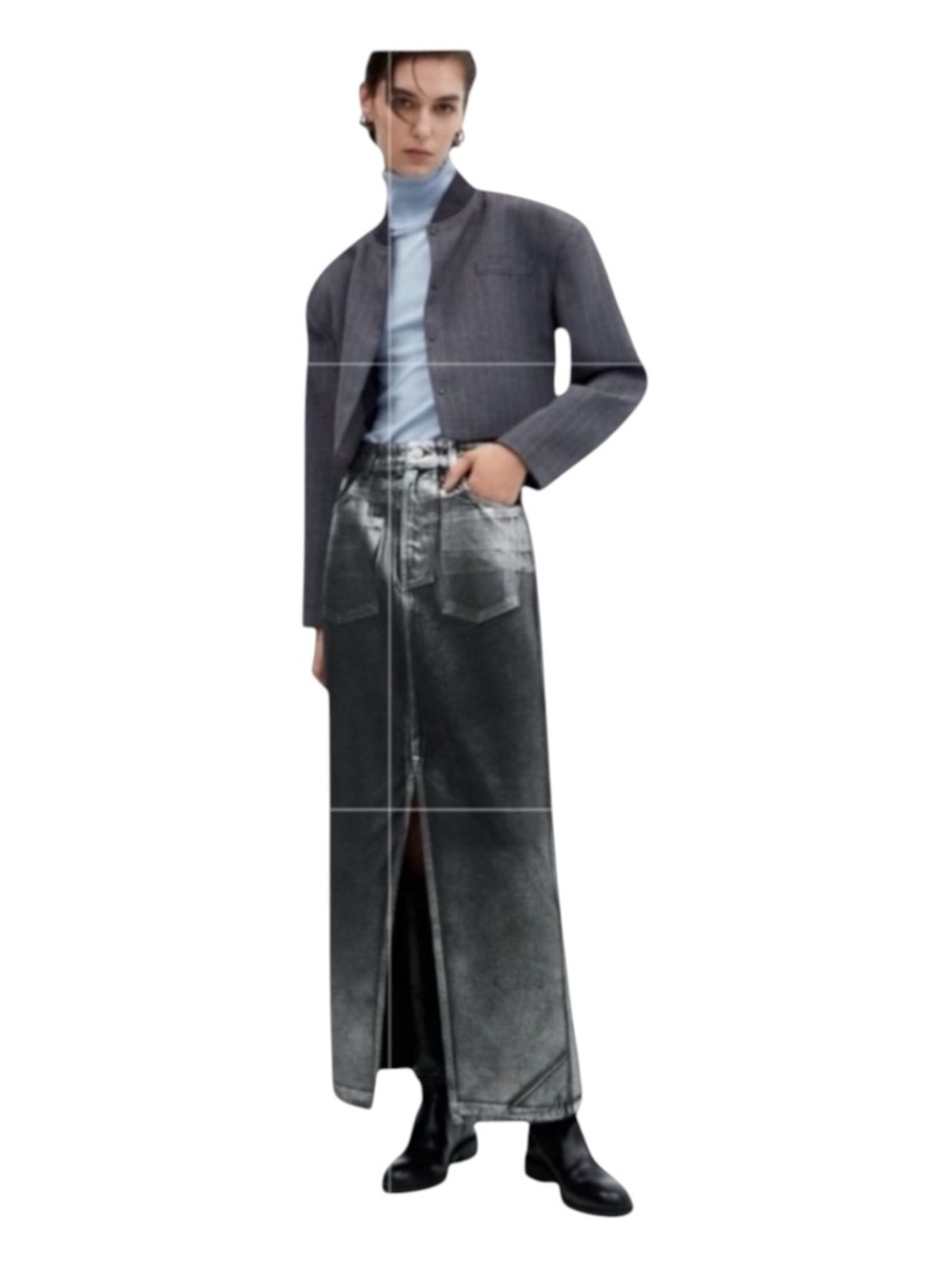 MANGO Jeans Collection High Waist Long Skirt, Size L.